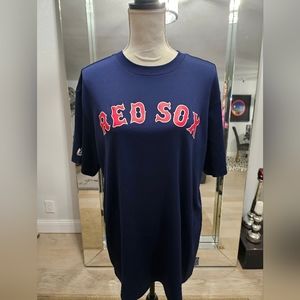 Majestic "Red Sox" front Logo Mens  LG Cool Base T-Shirt Navy Short Sleeve #6
